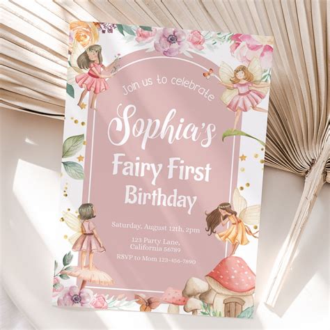 Fairy First Birthday Invitation My Fairy First Invitation Fairy Party Invite Enchanted Forest ...