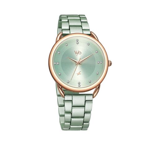 Buy Online Fastrack Vyb Charmer Quartz Analog Green Dial Stainless ...