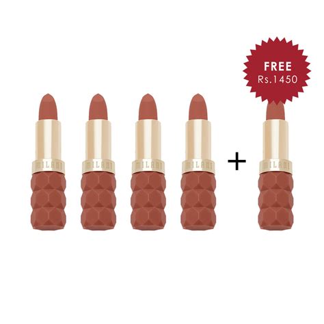 Milani Color Fetish Lipstick Matte - Tease 4pc Set + 1 Full Size Produ ...