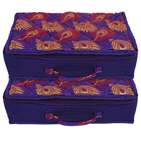 Kuber Industries Feather Print Satin Jewellery Organizer For Small ...