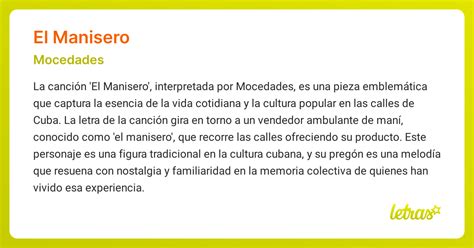 Significado de la canción EL MANISERO (Mocedades) - LETRAS.COM
