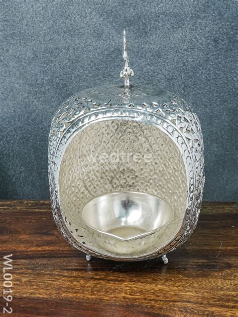 German Silver Peacock Akhand Diya - WL0019 – Wedtree