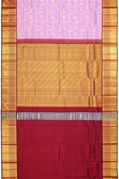 Lavender Kanchipuram Silk Saree with Thazampoo Reku Border