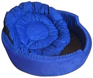 Dog Wala Velvet Soft Foam Basket Dog Bed Cat Bed Round (Large, Blue ...