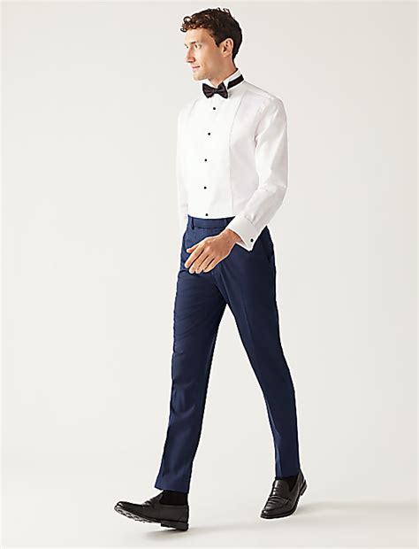Buy Navy Slim Fit Stretch Suit Trousers at Marks & Spencer