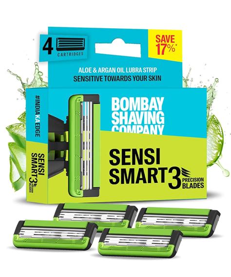 Bombay Shaving Company Sensi Smart 3 Razor Cartridge | Pack Of 4 Blades ...