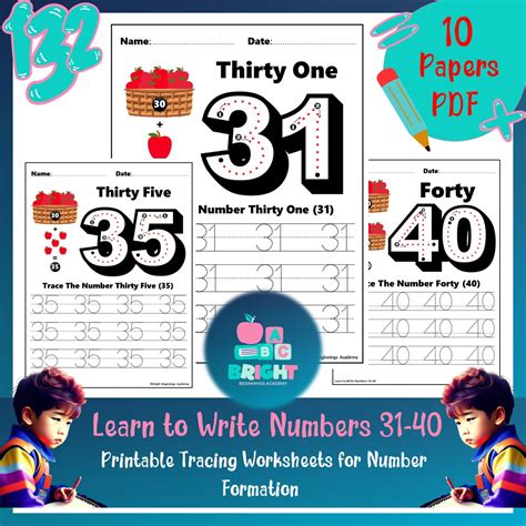 Learn to Write Numbers 31-40 | Printable Tracing Worksheets for Number Formation | Made By Teachers