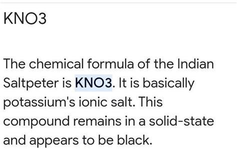 Indian saltpetre formula - Brainly.in