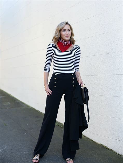 nordstrom-st-john-black-sailor-pants-striped-u-neck-top-matching-blazer ...