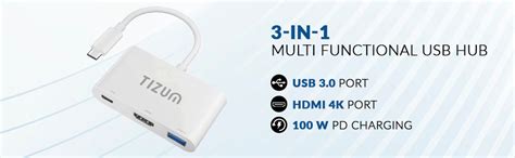 tizum Aircase USB C Hub,(3-in-1) Portable Multiport Adapter/Connector ...