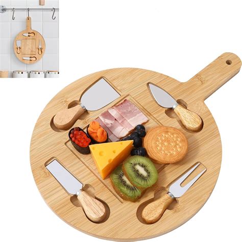 Amazon.com: CECELORIA Cheese Board and Knife Set, Round Charcuterie ...