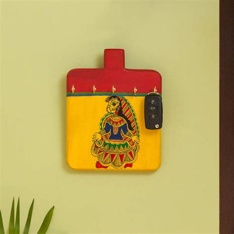 ExclusiveLane 'Madhubani Lady' Handpainted Home Decorative Hanging Key ...