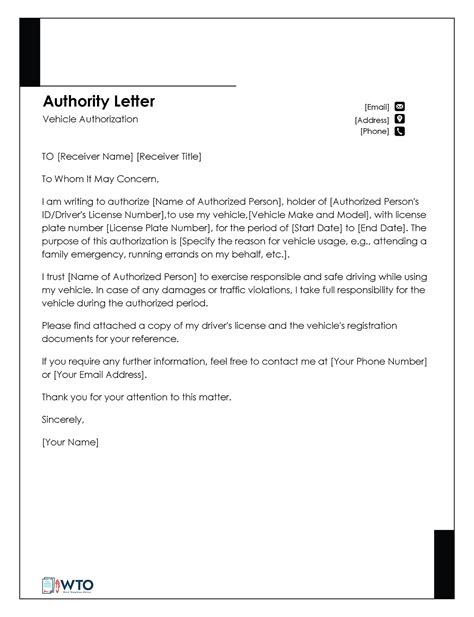 12 Free Vehicle Authorization Letter Templates