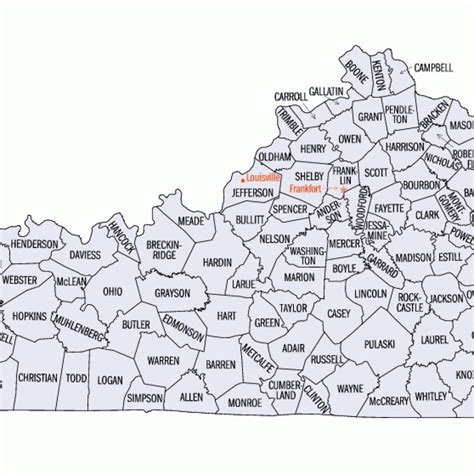 Printable Kentucky County Map | Bernard