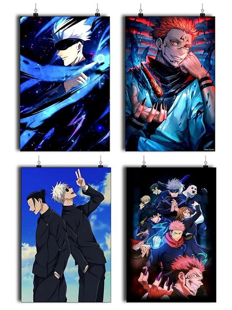 Times Comic Pack of 4 Jujutsu Kaisen Poster Photo Set | Jjk Anime Wall ...