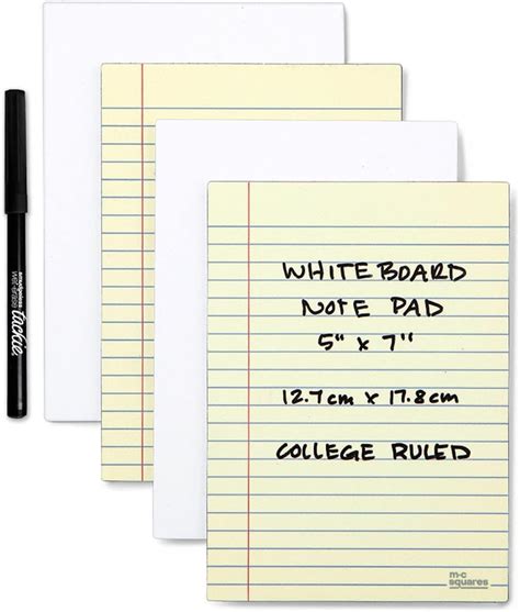 Buy M.C. Squares Dry-Erase Jr. Legal Pads - 5 x 7 Inch, Junior 4-Pack ...