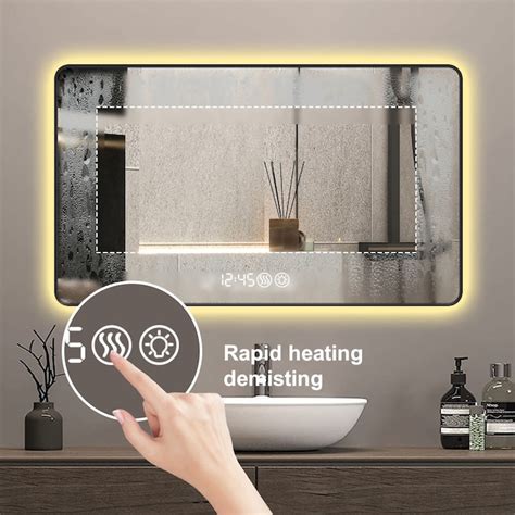 CIPACHO 29x39 Inch Black Aluminum Alloy Frame Vanity Mirror Rounded ...