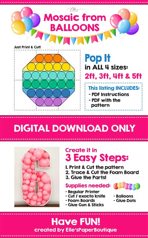 Buy POP IT Mosaic From Balloons, Pop Its Mosaic Template, Pop Its, Pop ...