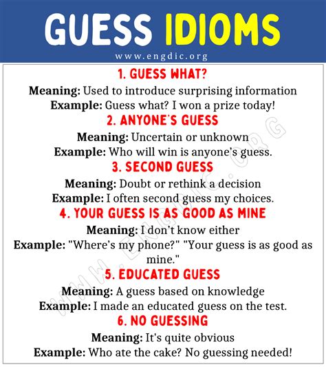 Guess Idioms (With Meaning and Examples) - EngDic