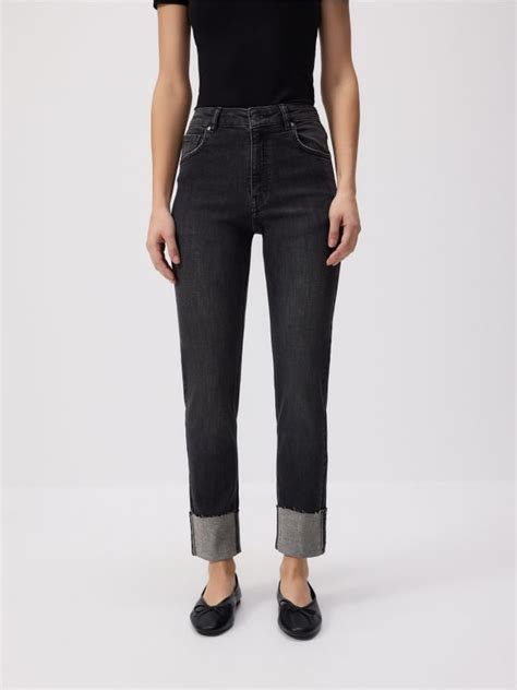 Slim fit jeans with rolled hem Color grey - RESERVED - YT348-90J