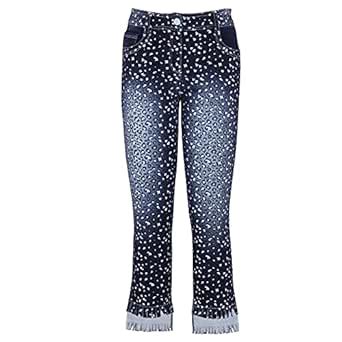 Cutecumber Girls Cotton Rich Denim Strech Fit Jeans – White Heart Print ...