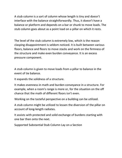 Document (40) - Useful notes - A stub column is a sort of column whose ...