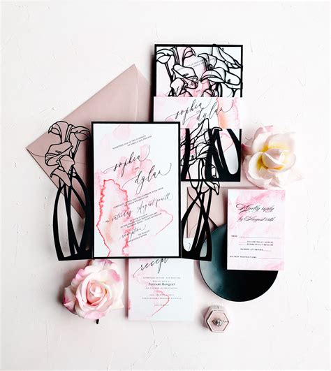 Black And Pink Wedding Invitations