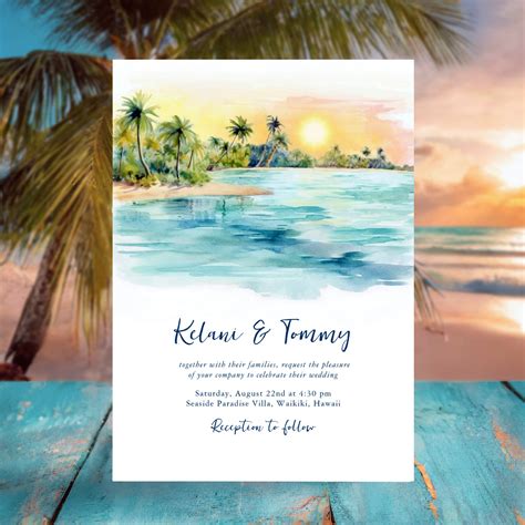 Sunset Beach Wedding Invitation Templates Beach Wedding Invitation
