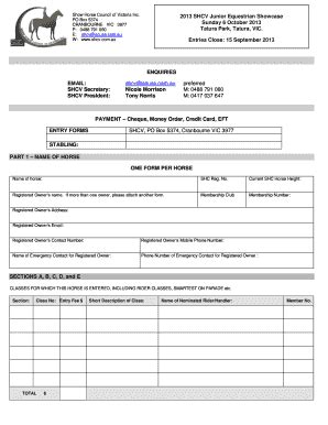 Fillable Online ONE FORM PER HORSE All information must be provided as ...