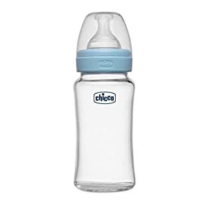 Buy chicco Well-Being Glass Feeding Bottle (240ml, Medium Flow) (Blue ...