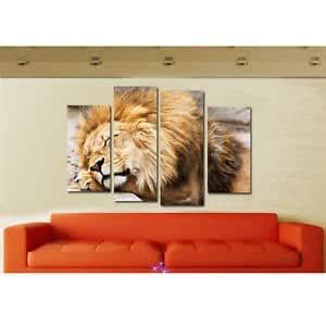 4 Pieces Canvas Decor Wall Art Paintings Lion Print Picture Set 30*60 ...