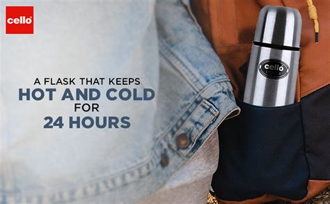 Cello Lifestyle Thermosteel Water Bottle, 500ml, Silver | 24 Hours Hot ...