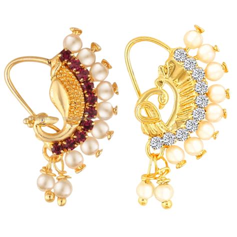 Buy Vighnaharta Gold Plated Mayur Design with Pearl and Artificial ...