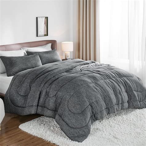 Buy BEDSURE All Season Grey Queen Comforter Set - Ultra Soft Reversible ...