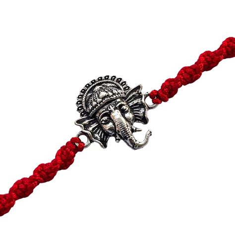 925 Sterling Silver Oxidised Ganesha Face Rakhi Bracelet For Brother – LBV