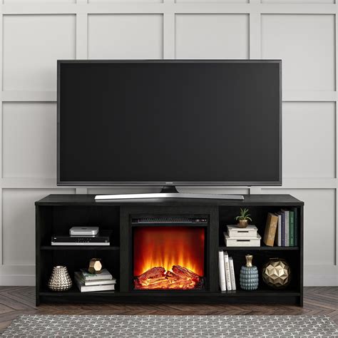 Mainstays Fireplace TV Stand for TVs up to 65", Black Oak - Walmart.com