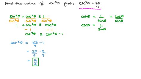 Question Video: Using the Pythagorean Identities to Evaluate a ...