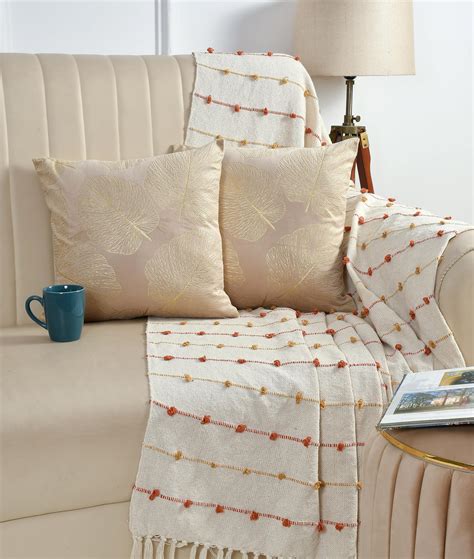 Buy AEROHAVEN™ Rose Set of 2 Gold Leaf Printed Hand Made Velvet Throw ...