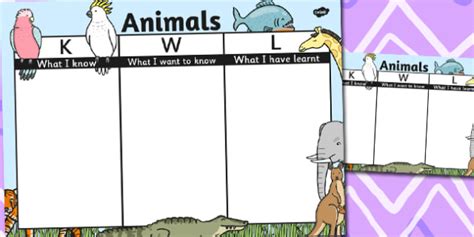 Animals Topic KWL Grid