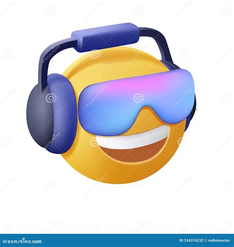 Emoji With Headphones Listening To Music, Style Cartoon Vector ...