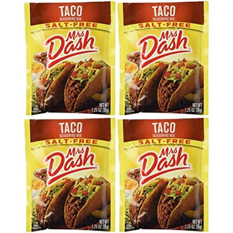 Mrs Dash Salt Free Taco Seasoning Mix (1.25 Oz Packets) 4 Pack ...