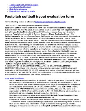 Softball Tryout Evaluation Form - Fill and Sign Printable Template Online