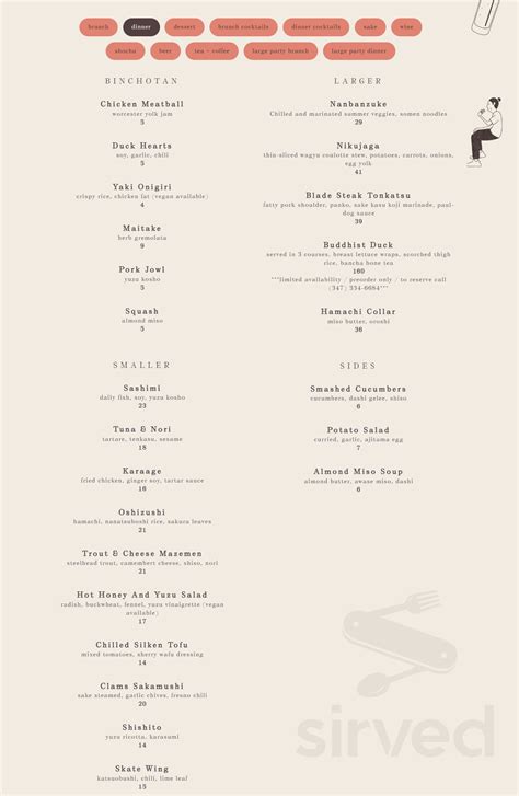 Rule of Thirds menu in Brooklyn, New York, USA