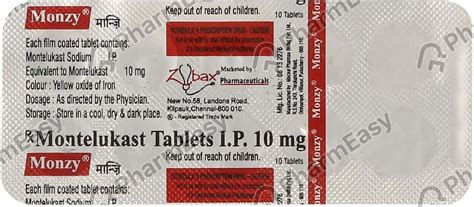 Monzy 10 MG Tablet (10): Uses, Side Effects, Price & Dosage | PharmEasy