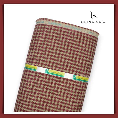 Tweed Pure Linen Jacket Fabric Shephard's Checks - Maroon / Brown (Zoo ...