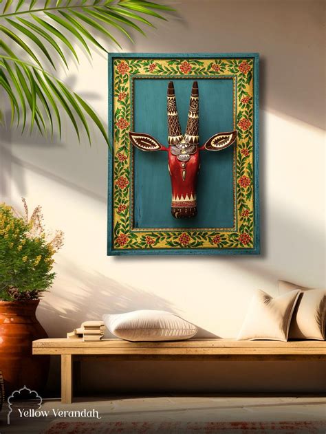 Wall Frame with Wooden Cow Face – Yellow Verandah