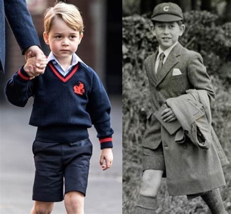 A nervous Prince George goes to school with dad, Prince William ...