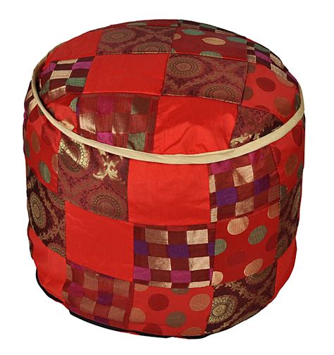 Lal Haveli Silk Ottoman Footstool Cover 17 X 17 X 13 Inches : Amazon.in ...