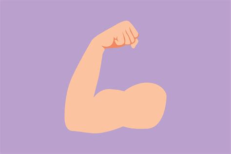 Character flat drawing muscle emoticon. Strong emoji. Flexed biceps ...
