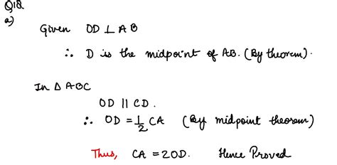 Q18 (a) In the figure (i) given below, OD is perpendicular to the chord ...